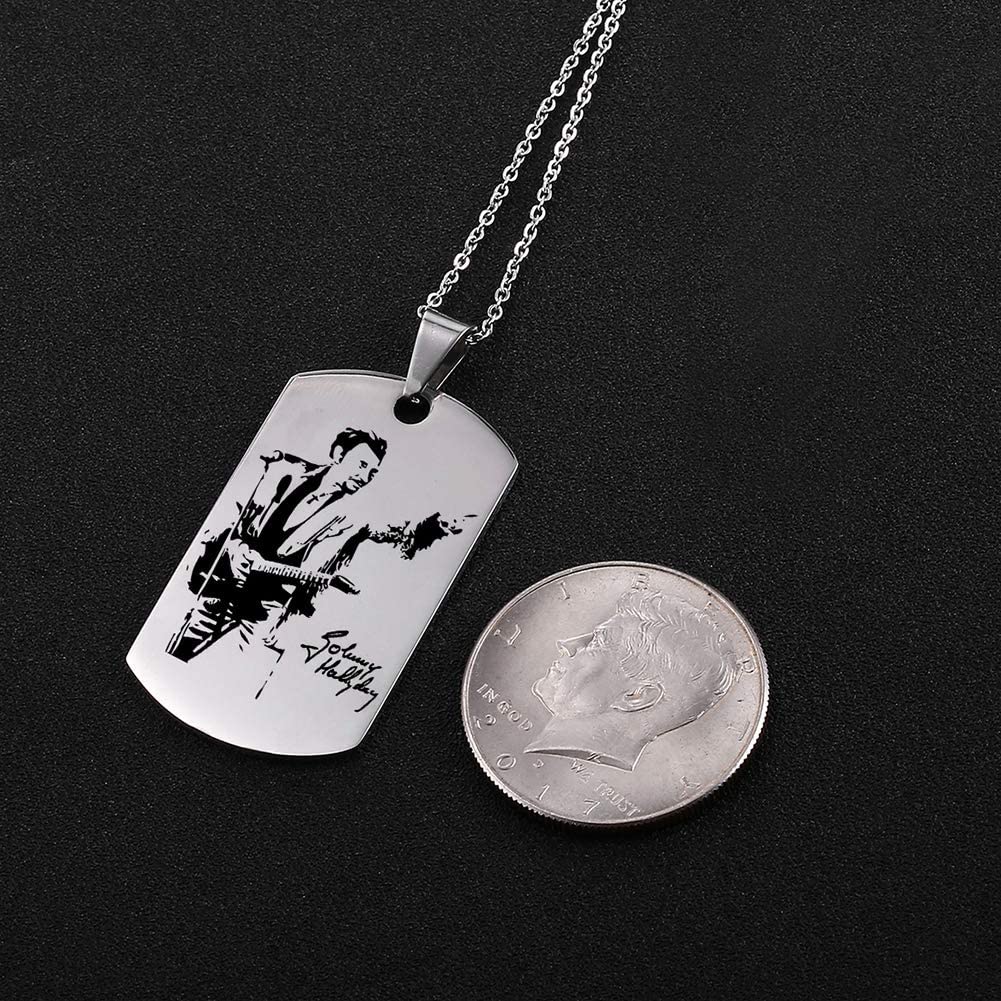 Johnny Hallyday Pendentif Collier Chaîne en Acier Inoxydable Bijoux Homme Cadeaux Souvenir Fan, Emballage de boîte Cadeau