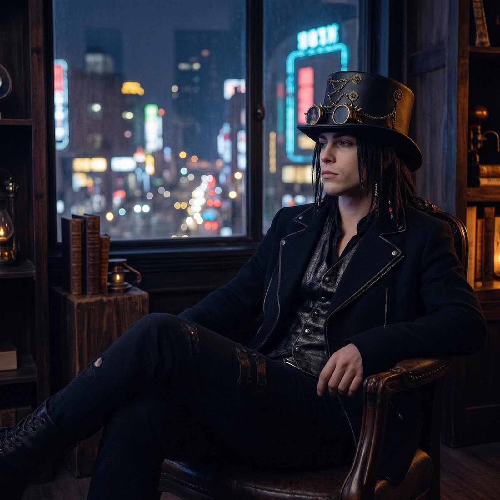 Sombrero con Gafas Dramático Sombrero Steampunk Victoriano para Fiestas Temáticas