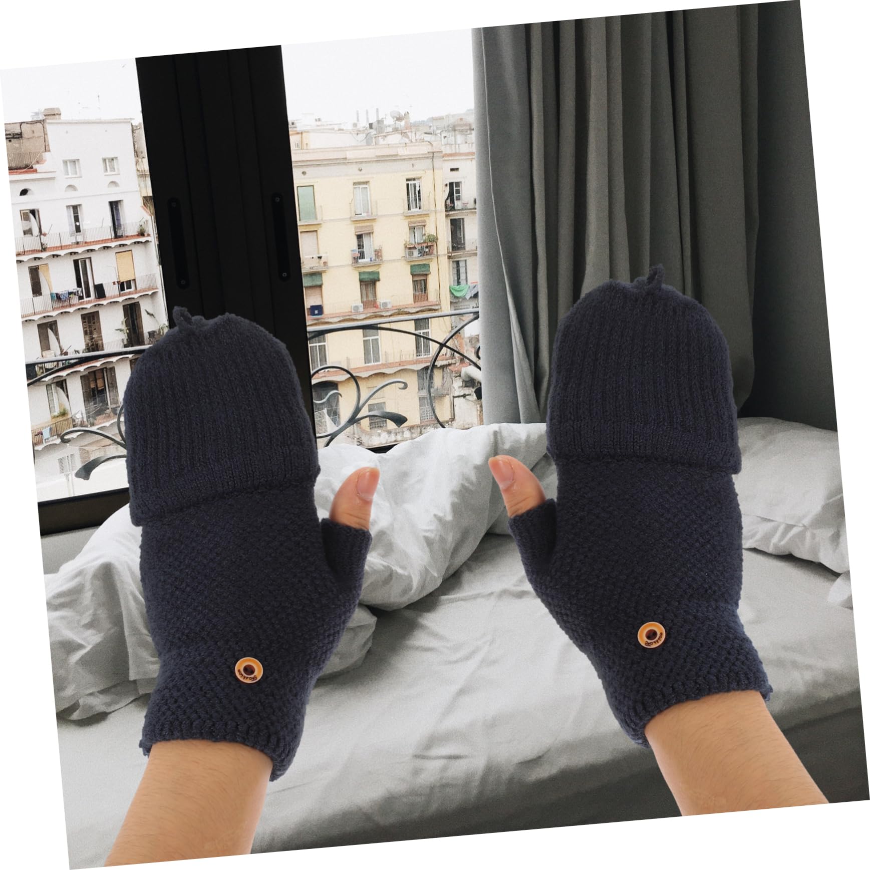 PRETYZOOM Guanti Mezze Dita Donna in Cashmere e Acrilico Guanti Caldi Convertibili senza Dita per Inverno per Utilizzo Quotidiano e Attività all Aperto
