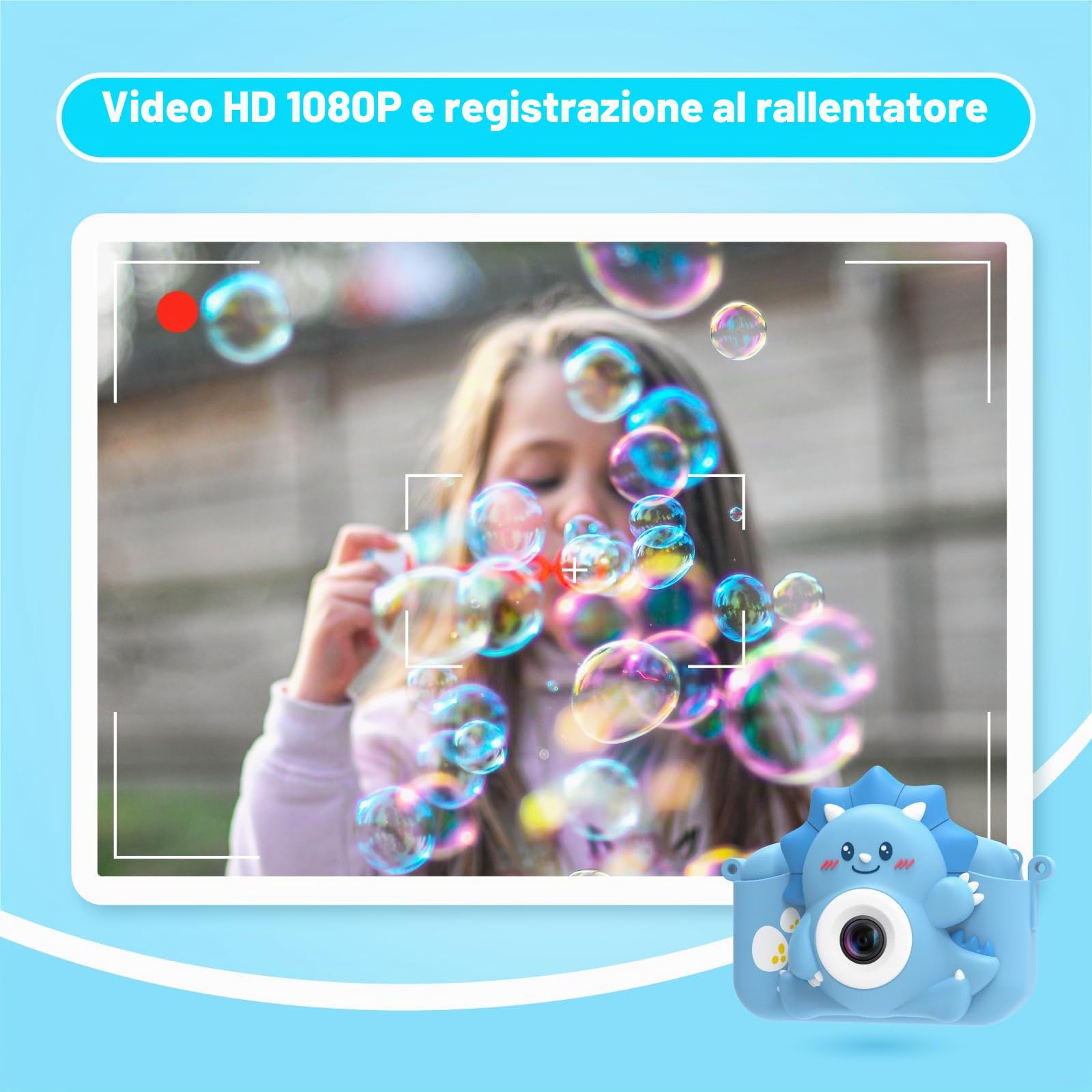 HiMont Macchina Fotografica per Bambini, 1080P Fotocamera Digitale con Scheda 32G & Schermo da 2,0", Selfie Videocamera, Regalo per Compleanno, Natale, Giocattolo per Bambini 3-12 Anni