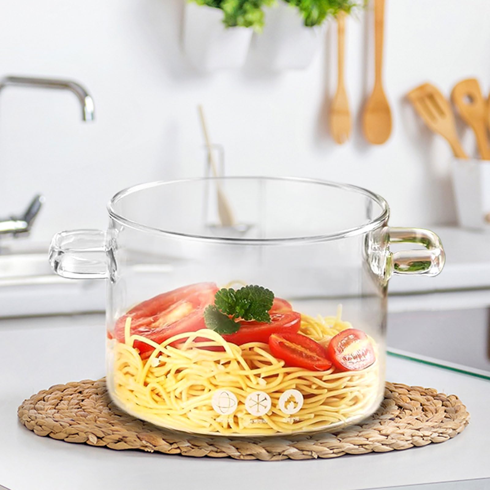 Pentola In Vetro Borosilicato 4,5L - Con Coperchio, Resistente Al Calore, Per Piani Cottura A Induzione - Foto 4