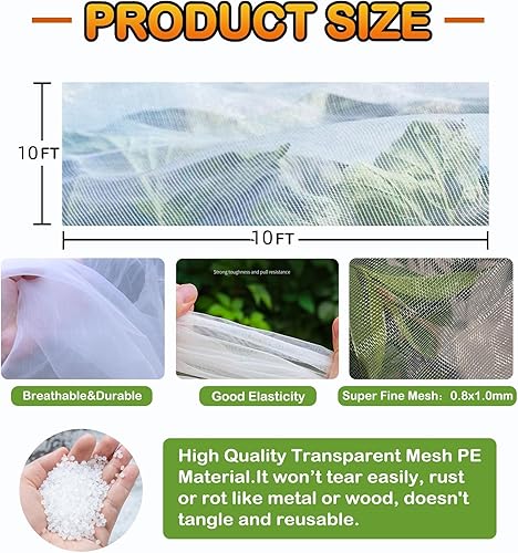 Miniatura 2 de Red de jardín de 8 x 25 pies, malla fina para jardín, barrera de plagas, red de pájaros, protección de patio, mosquitera reutilizable, cubierta de