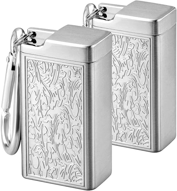 Mini Taschenascher Aus Metall - Quadratisch Mit Deckel Für Unterwegs