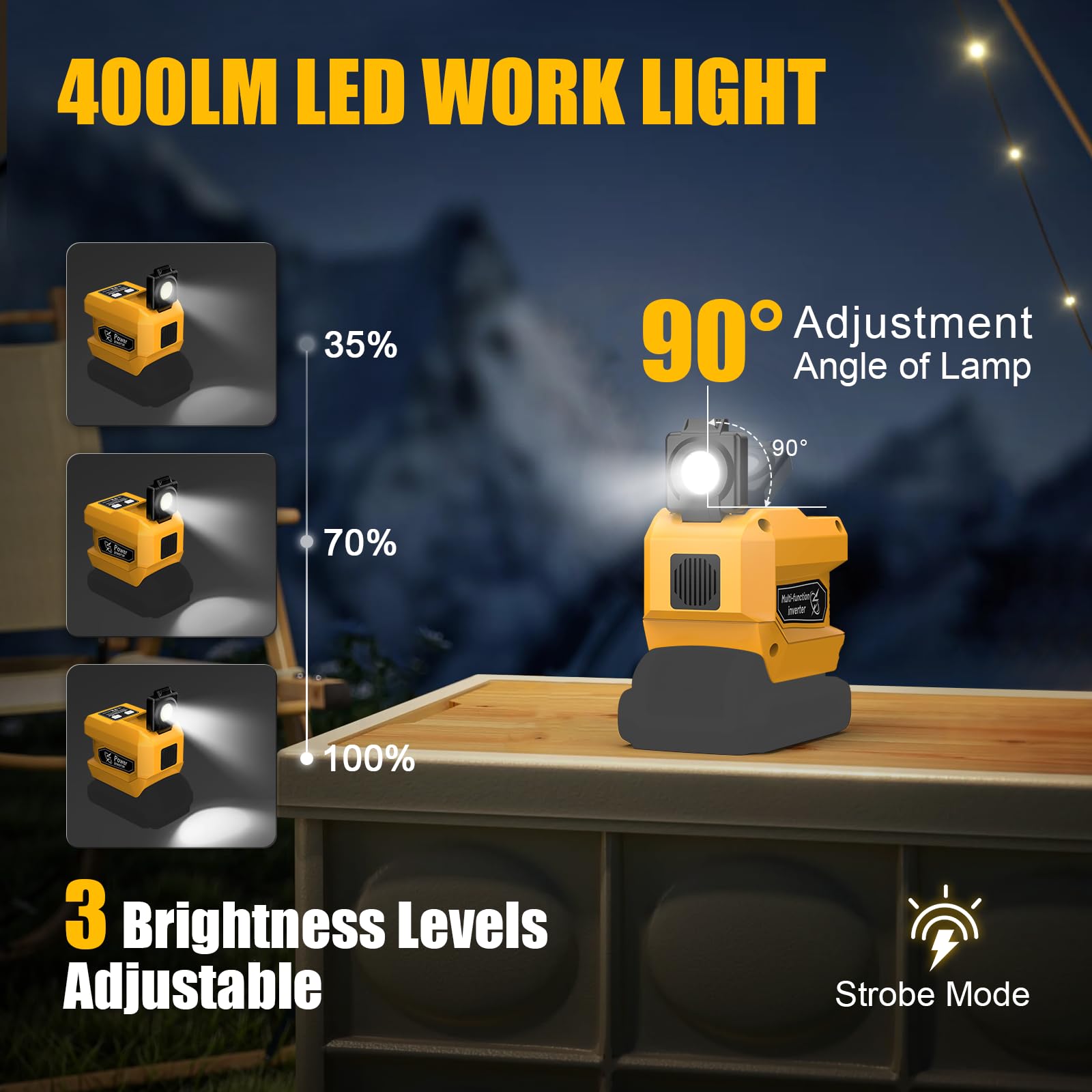 2 Packs 220W Portable Power Inverter Compatible with Dewalt 20V Battery DC 20V to AC 110V Battery Inverter — view 6