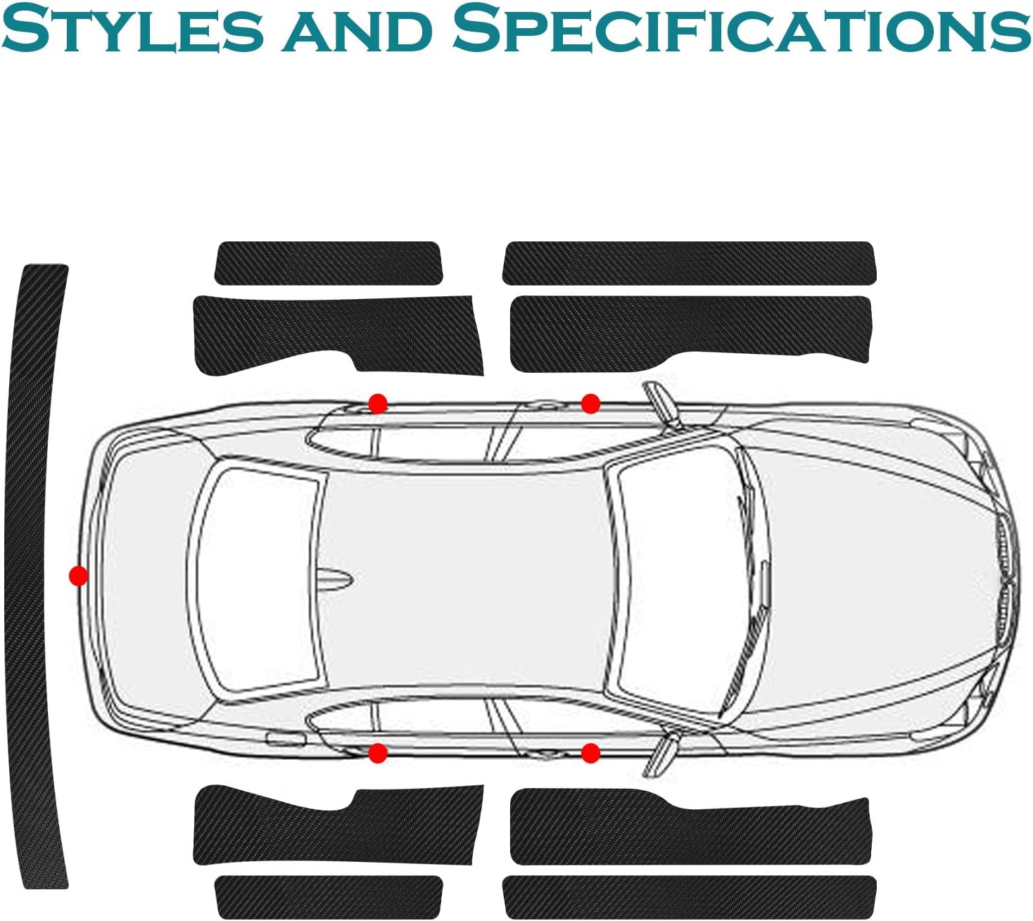 Bilisin 9PCS Car Door Sill Protector for Toyota RAV4 Hybrid 2020-2024 | Anti-Scuff Protection ，Self-Adhesive Install，Carbon Fiber Leather