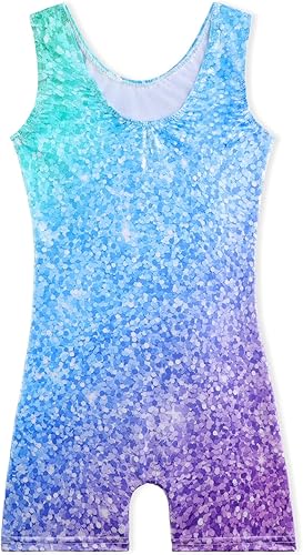 Miniatura 2 de XiaoMoSha Leotardos de gimnasia para niñas y niños pequeños, mallas con pantalón ciclista, unitardos de baile, copos de nieve, sirena