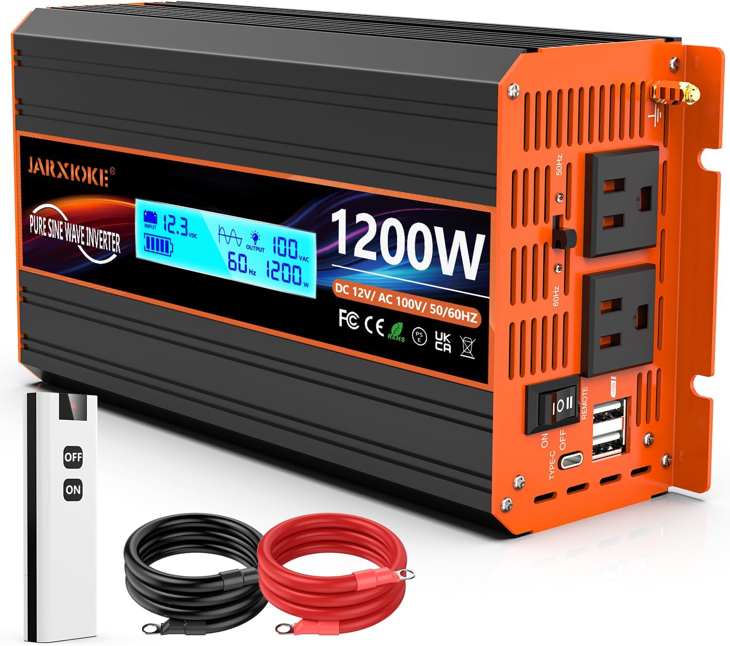 Amazon.com: 1200 Watt Pure Sine Wave Power Inverter 12V DC to 110V 120V ...