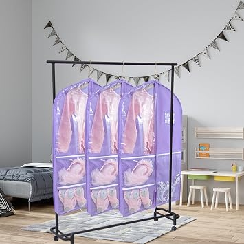 Qchengsan Dance garment bag, 40 inch, Purple, Polyvinyl Chloride, Zipper, for Travel Storage