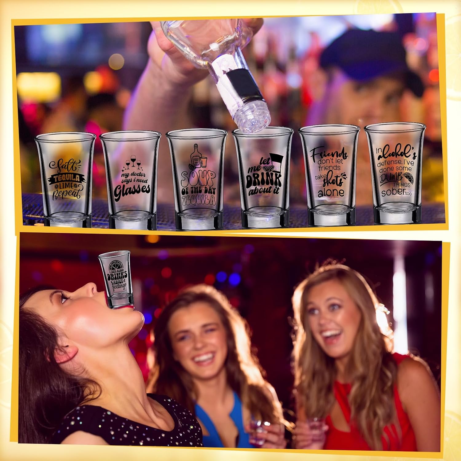 Roshtia 24 Packs Shot Glasses Bulk 1.5 oz Clear Party Small Glasses with Heavy Base Funny Shot Cups for Friends Party Adult Bar Birthday Wedding Party Favor Supplies Housewarming Gift