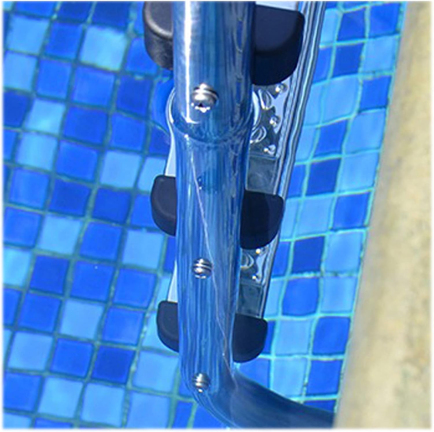 Stainless Steel Inground Pool Ladder Embedded Installation with Blue Grip Cover, Entry and Exit System for In-ground Swimming Pools Max. Load 200kg