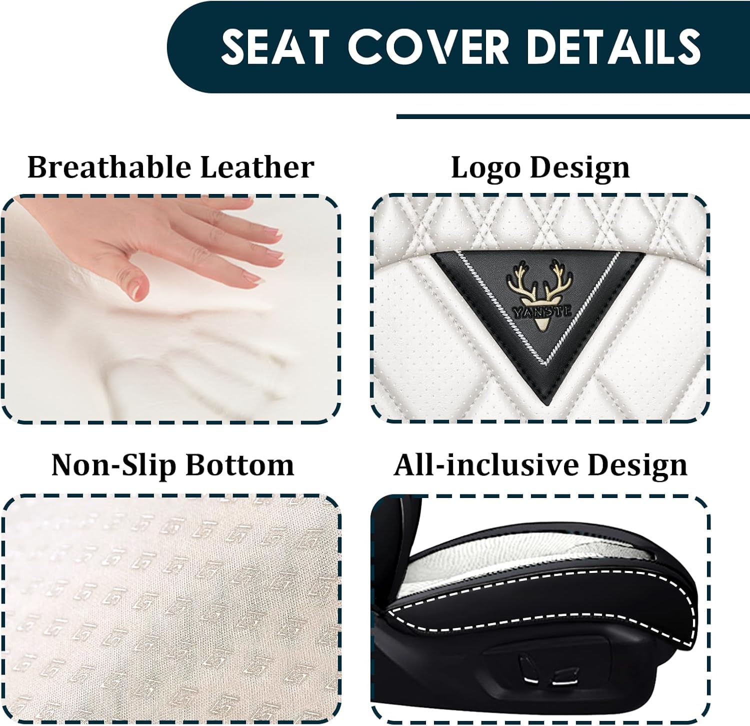 Car Seat Covers Fit for Toyota Camry 2000-2025,2 Seats Non-Slip Nappa Leather Seat Cover, Airbag Compatible, Sports Car Seat Protector Premium Interior.(Standard 2 Seats,Black White)
