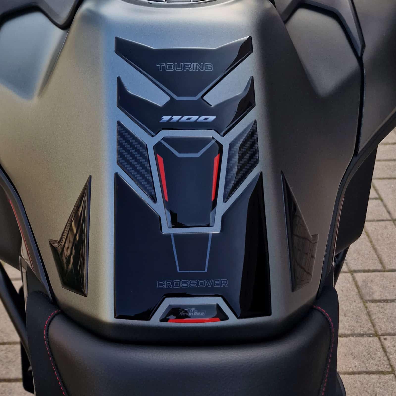 Resin Bike Autocollant Moto Compatibles avec Honda NT 1100 2020-2026. Protection Grip de Réservoir Moto Contre Les Chocs et Les Éraflures. Autocollant 3D Résinés Made in Italy