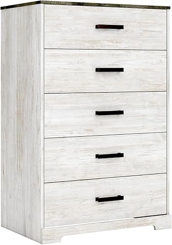 Miniatura 13 de Diseño exclusivo de Ashley Paxberry Boho - Cómoda de 5 cajones, color blanqueado Encalar,Bitono,Dos tonos-1,Encalado-1
