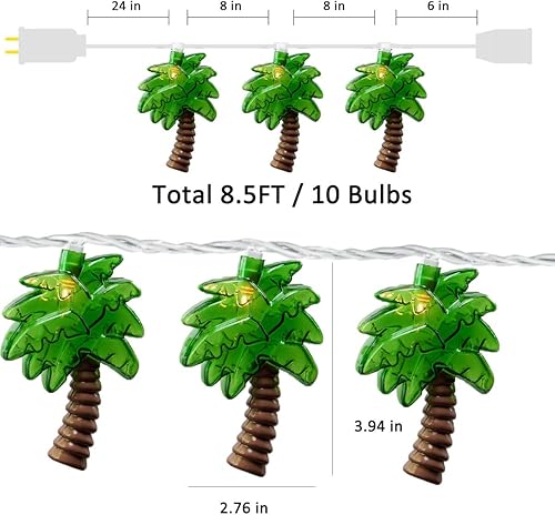 Miniatura 2 de Romasaty Guirnalda de luces de palmera de 8.5 pies con 10 luces de palmera, luces decorativas temáticas de playa de verano para campamento, tienda