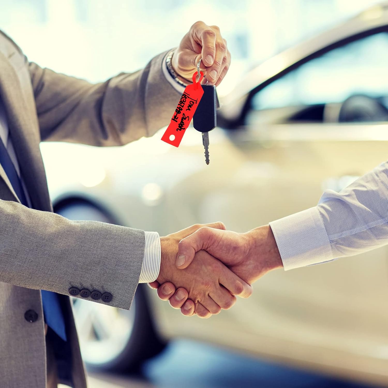 Woanger 2000 Pieces Self Locking Arrow Key Tags Car Key Labels Self Lock Identifierscar Parts Tags with 5 Pcs Black Pens for Office Automotive Shop Supplies(4 1/2 x 3/4 Inch,Bright Colors)