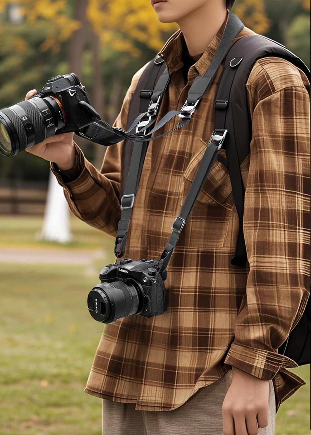 カメラストラップ ブラック ナイロン Amazon | [ZXZone] カメラストラップ 38mm広幅ナイロン素材 3in1
