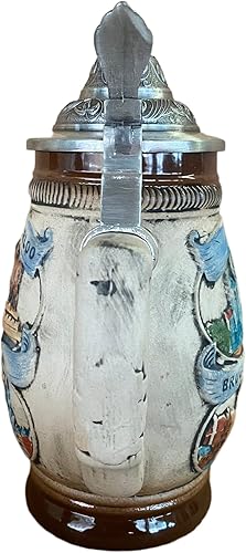 Miniatura 3 de Taza de jarra de cerveza hecha a mano con diseño de león de dibujo con tapa Petwer Regalos de cumpleaños 0.6 litros