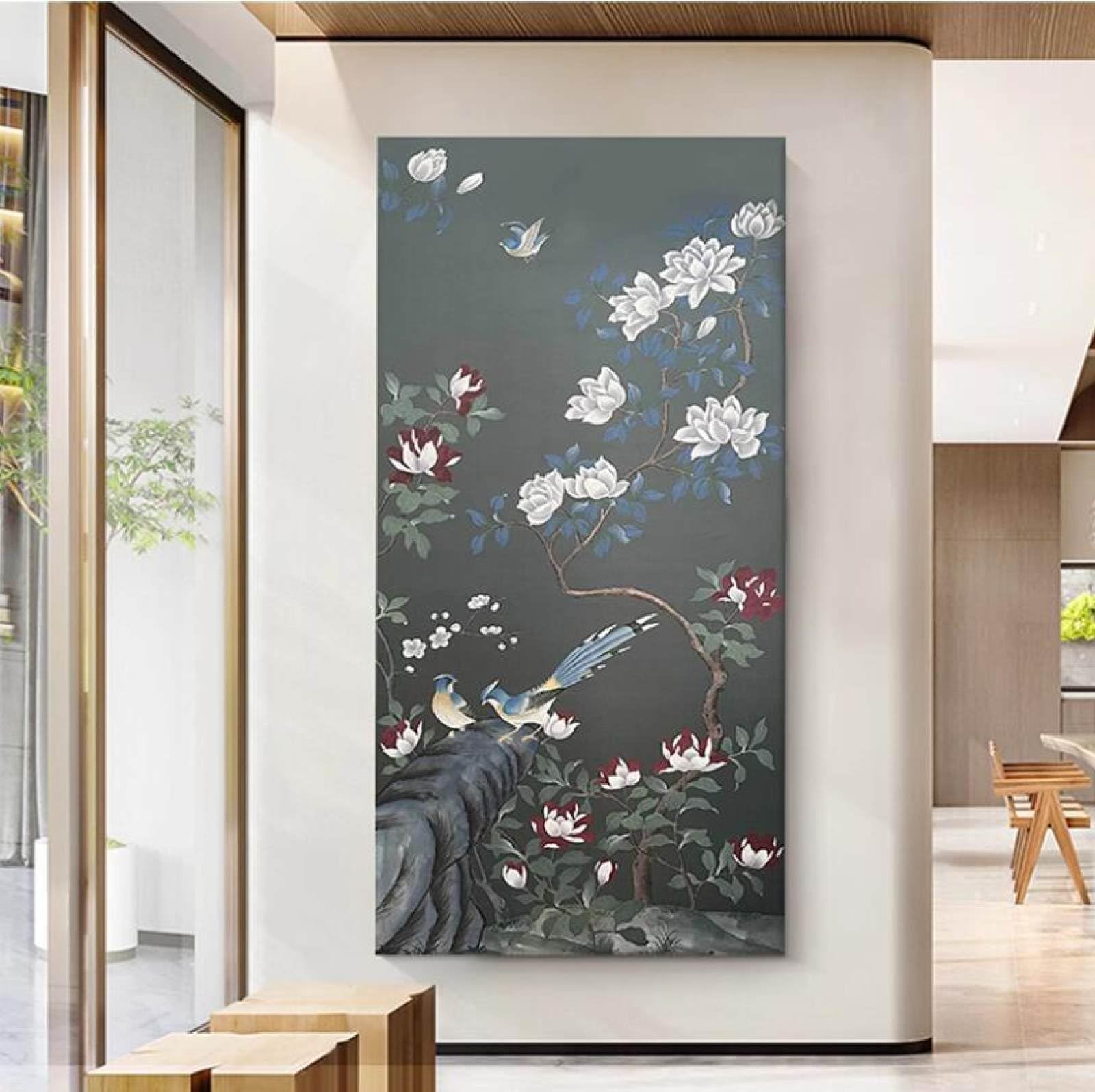 Peinture à l'huile fleurs oiseaux pour insuffler la poésie dans votre maison