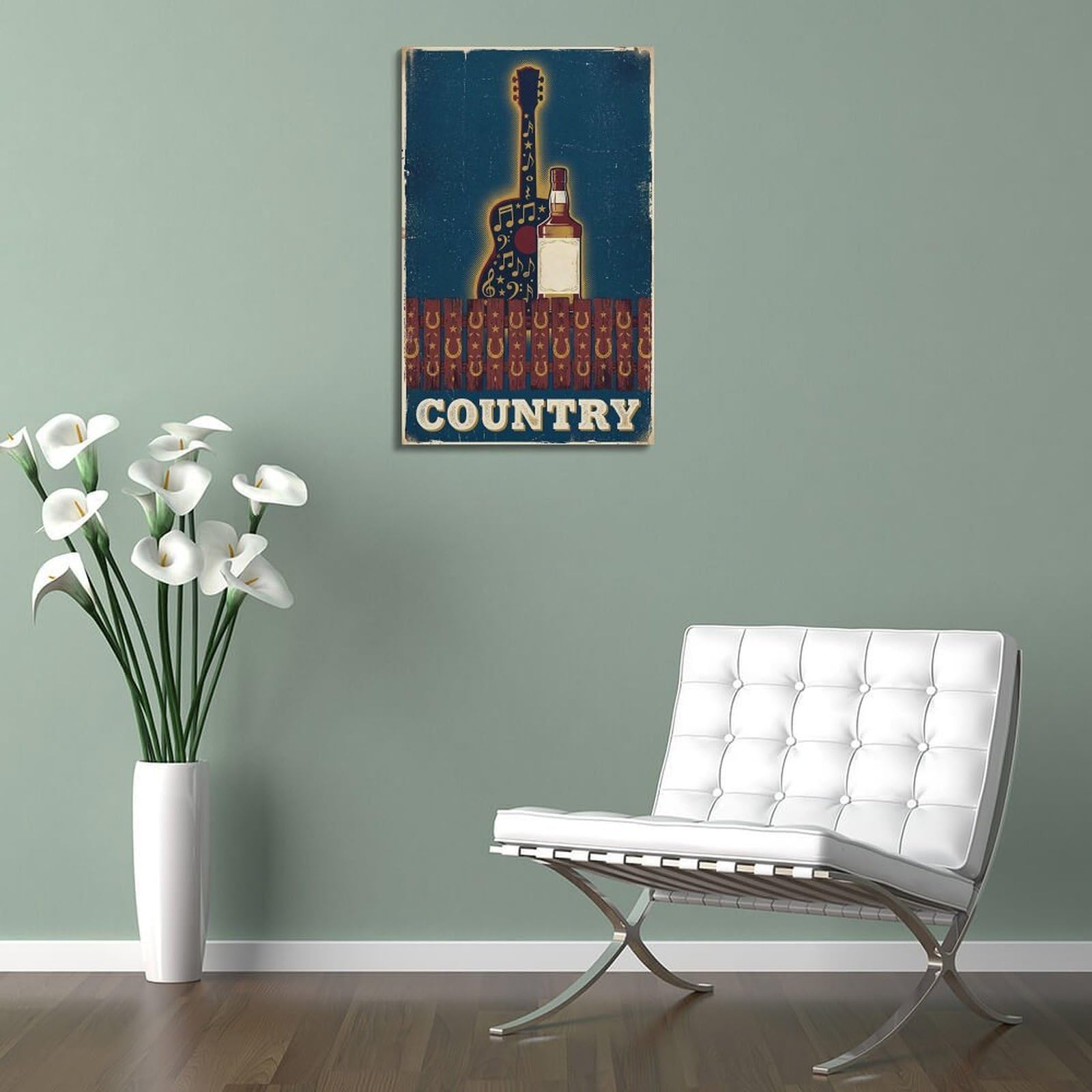 OKNGB Poster decorativo da parete su tela, stile retrò, motivo: Whisky, Tennessee, musica country, poster decorativo moderno, per camera da letto, 40 x 60 cm