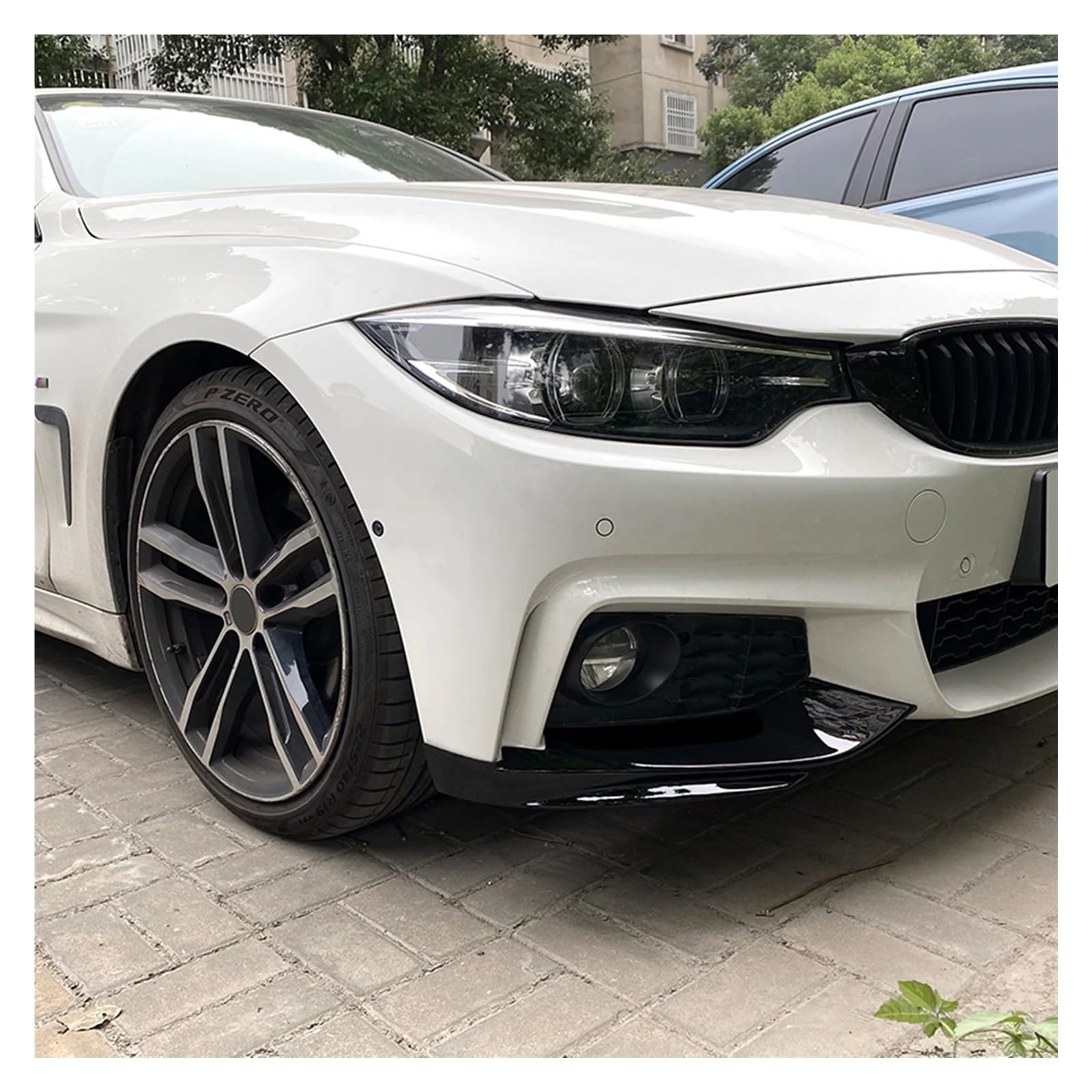Lyjstore Osłona zderzaka przedniego, boczna, kompatybilna z BMW serii 4 F32, F33, F36 M-Tech 2014-2020, połyskliwa czerń/wygląd włókna węglowego, dolna warga rozdzielająca