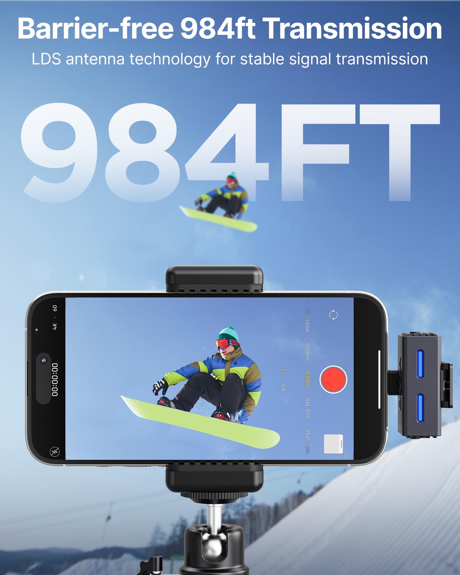 BOYA BOYALINK 3 - Micrófono Lavalier inalámbrico para iPhone/Android/cámara/PC/tabletas, cancelación de Ruido IA, Sonido de Estudio de 48 kHz/24 bits, Control de aplicación, batería de 980 pies y 30