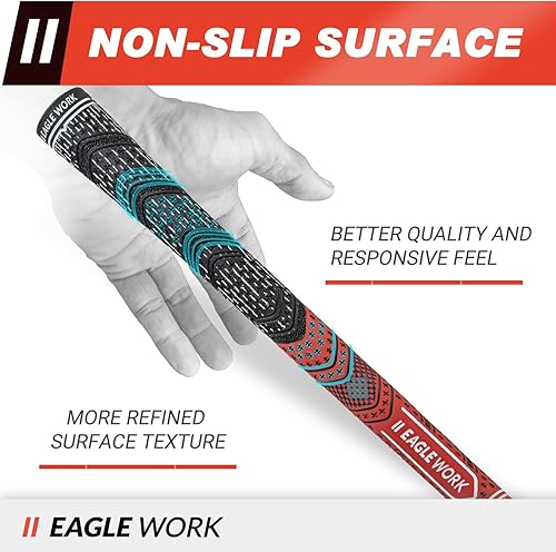 Miniatura 2 de EAGLE WORK Empuñaduras de golf híbridas, 13 agarres con kit de disolvente, diseño de cono bajo, tecnología de goma con cable cruzado, tamaño