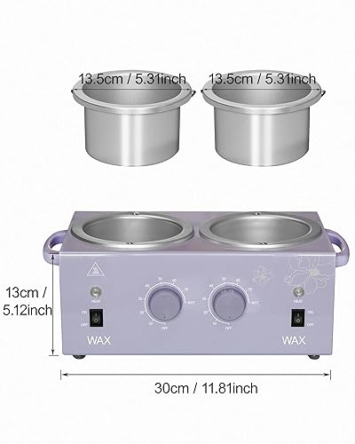 Miniatura 2 de 2 calentadores de cera doble de 16.9 fl oz, calentador de cera para depilación, kits de calentador de cera para principiantes, granos de cera +