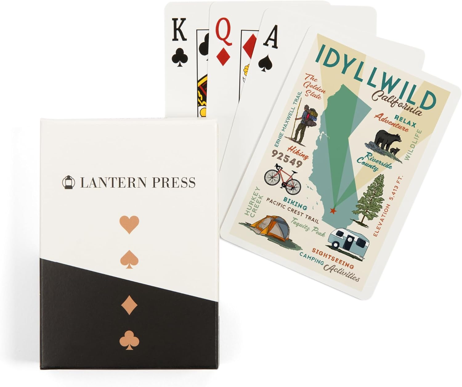 Lantern Press Idyllwild, California, Typography and Icons, 52 Playing Cards for Adults, Poker Size Card Deck