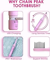 Vista 7 de Cepillo de dientes eléctrico sónico para niños, cepillo de dientes inteligente recargable para niños pequeños de 3 a 12 años con recordatorio de 30