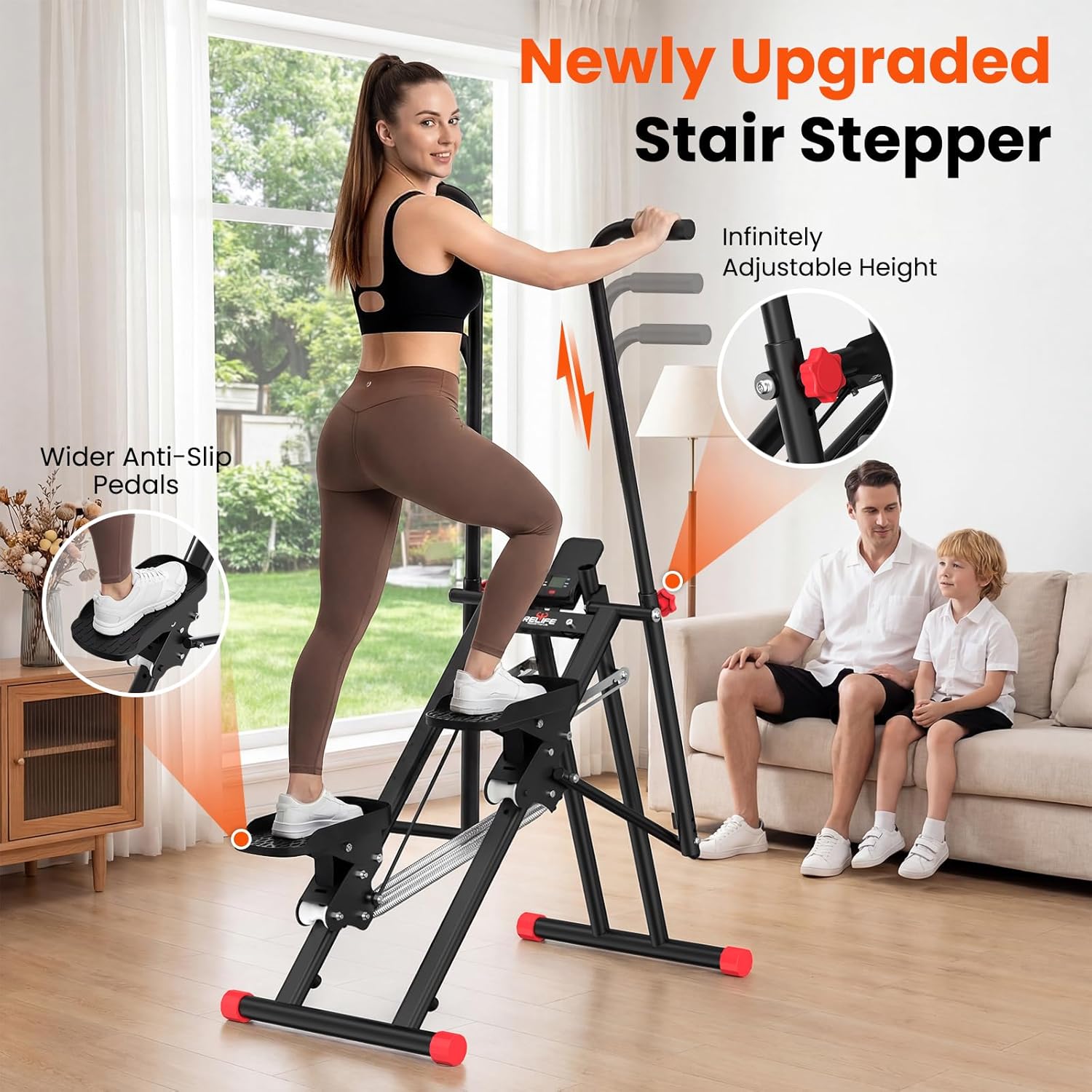 RELIFE REBUILD YOUR LIFE Stair Stepper for Home Exercise,New Version Stair Climber with Adjustable Resistance, Vertical Climber Cardio Exercise Machine for Full Body Workout, Extended Step Range