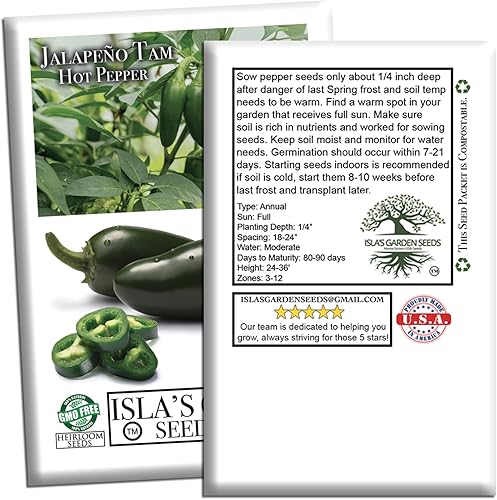 Miniatura 7 de Semillas de pimientos picantes Jalapeño Tam para plantar, más de 50 semillas tradicionales por paquete, semillas de jardín de Isla (semillas de