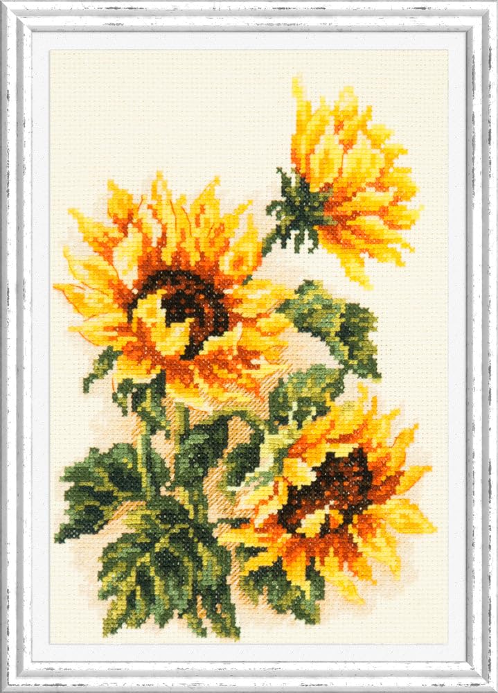 Wizardi Counted Cross-Stitch Kit Three Sunflowers 40-78 Magic Needle