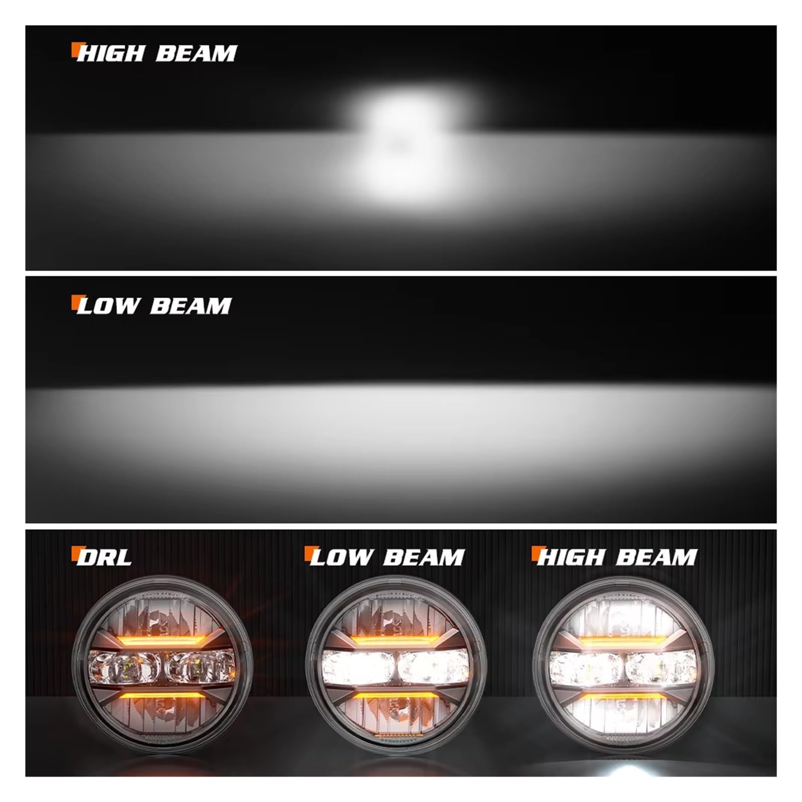 Phare Avant Moto Phare Avant Rond Universel À LED 5,75 Pouces 14,6 Cm avec Feux Jour DRL Moto pour Shadow VT 600 700 750 1100 VTX 1300 1800 LED Phares Avant