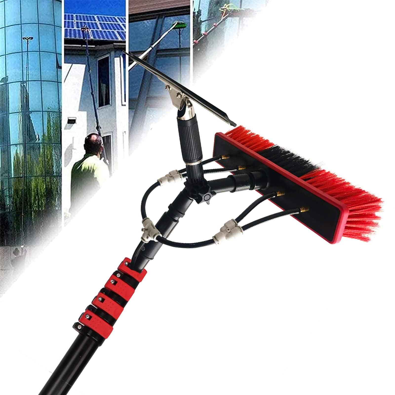 Aioneer Window Cleaning Pole, Window Cleaning Brush Equipment Window Cleaner Kit Cleaning Photovoltaic And Solar Panels/24Ft-24ft