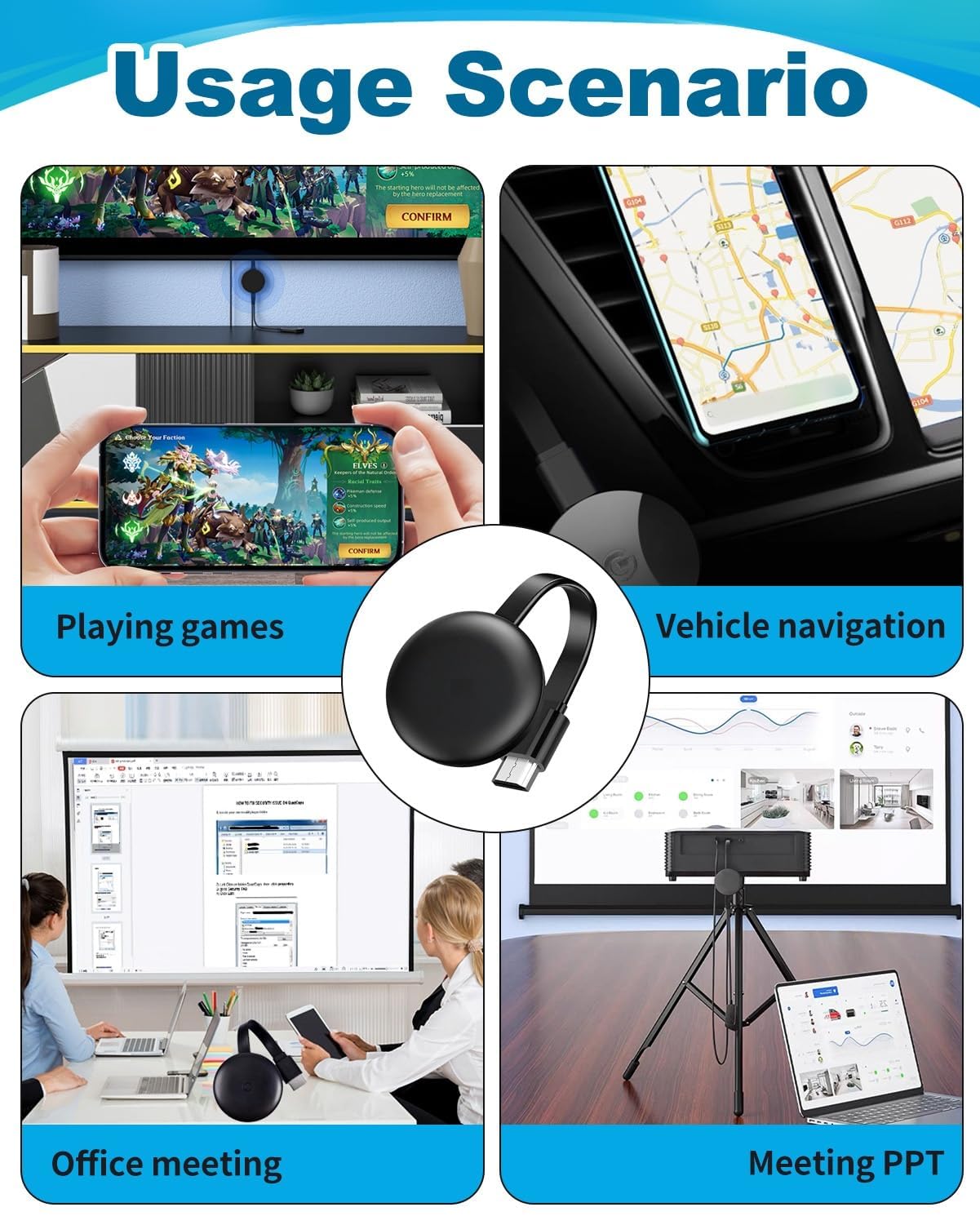 Wireless HDMI Dongle 1080P Full HD Miracast HiFi HDMI Dongle 5G Drahtloser Smart Media Player Streaming für Miracast/iOS/Mac OS/Airplay/Android/Windows/DLNA, zu HDTV, Monitor, Projektor