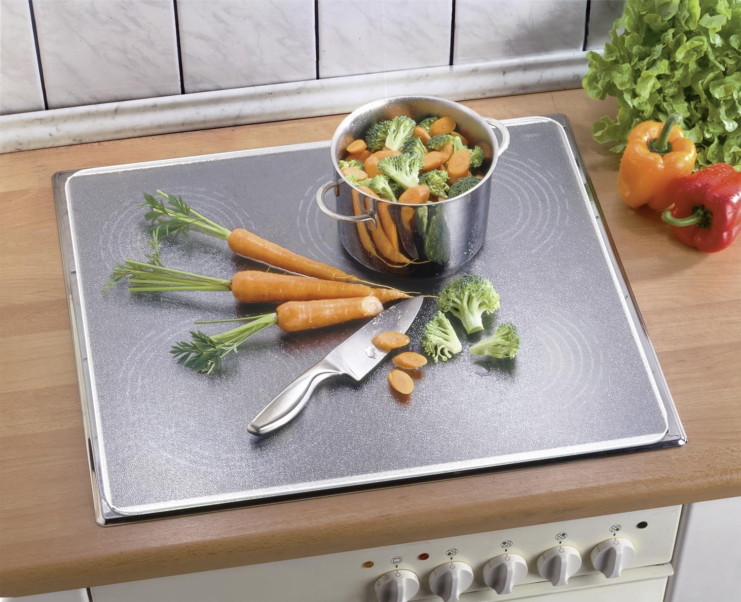 WENKO Protection Plaque de Cuisson, plaque de protection en verre trempé, 3en1