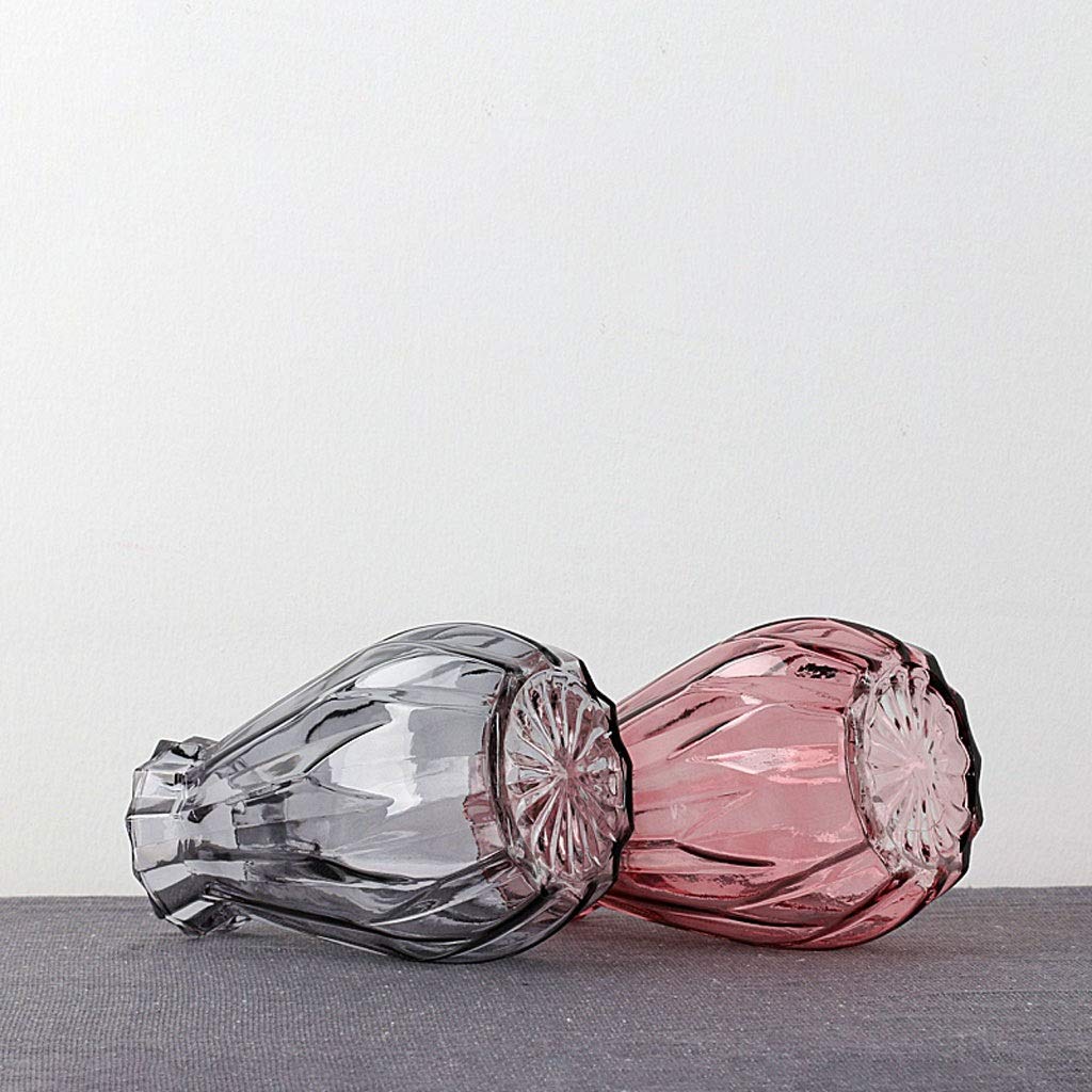 BLOFLO Colored Glass Hydroponic Flower Vase, 7-Inch Pink Glass Vase, Four-Layer Geometric Glass Floral Vase for Home Décor, Modern Bubble Glass Vase for Home Office Wedding Table (Pink