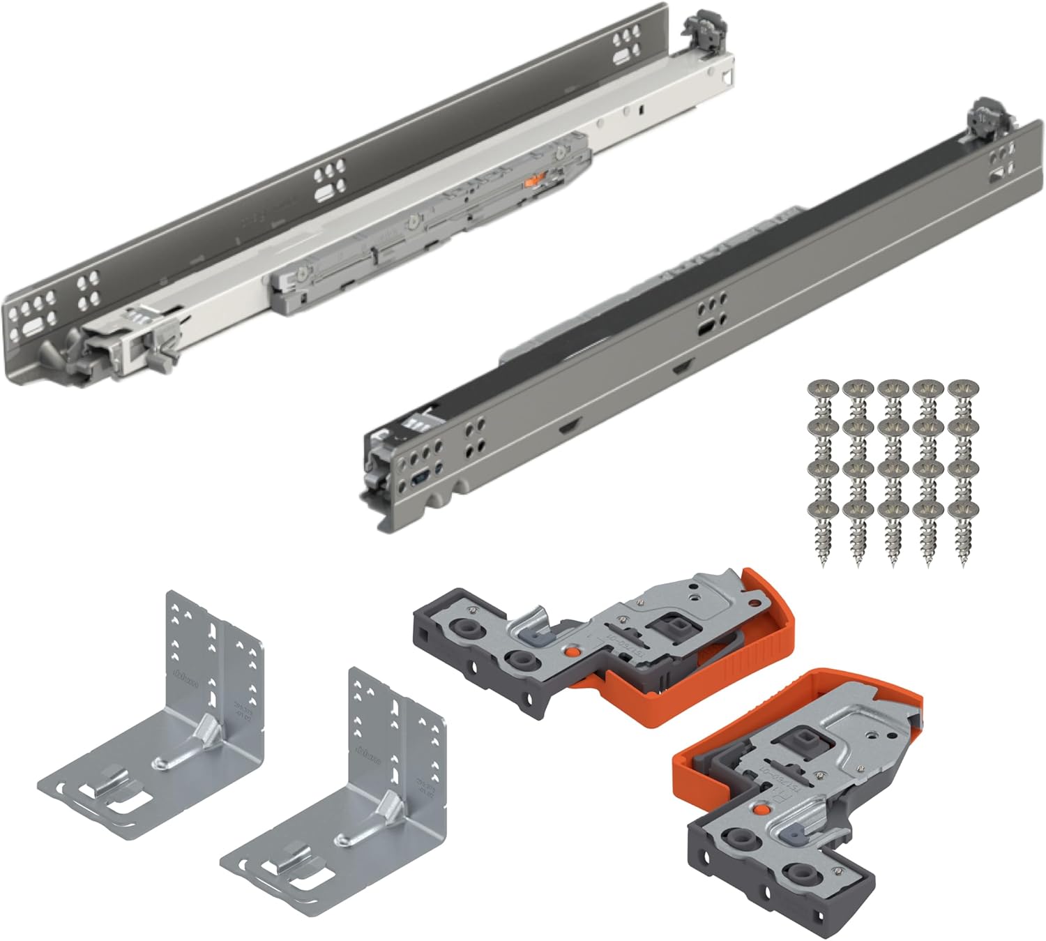 Blum MOVENTO Concealed Undermount Drawer Runner Kit, 21-Inch, Full Extension, Soft-Close, Steel, 125 lb. Load Capacity for Wood Drawers (1 Kit)