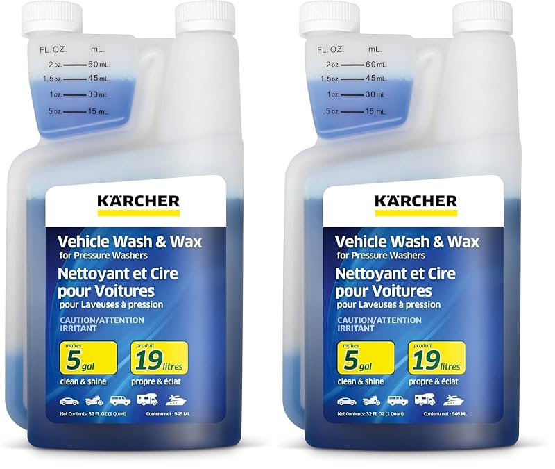 Karcher Detergente com Cera Concentrado para Lavadora de Alta Pressão, Veículos e Embarcações, 2 frascos de 946 mL