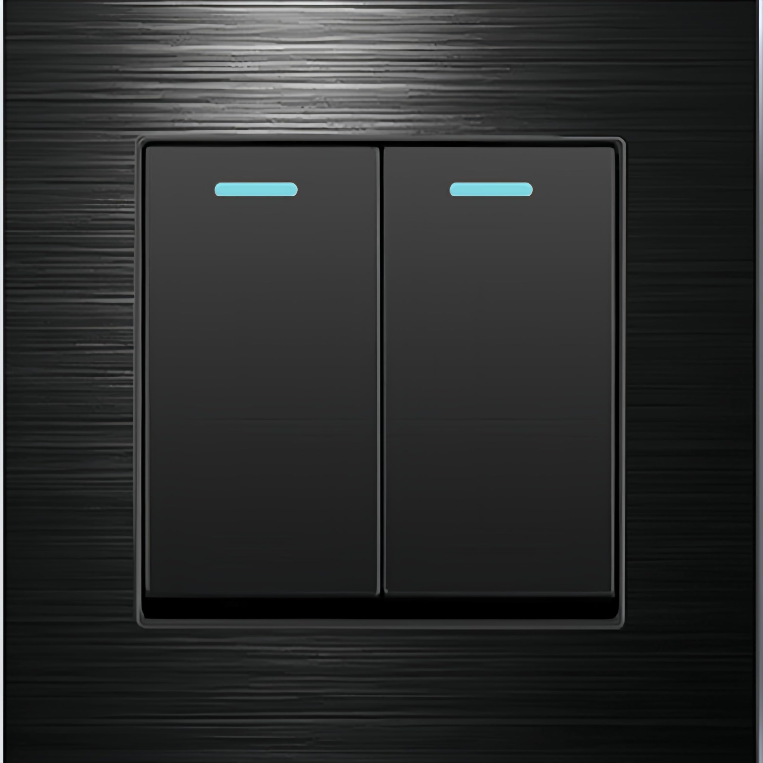 MEI JIA 2 GANG 2 WAY light switch for wall,1/2/3/4 gang 2 way switch, Black Brushed aluminum alloy panel Modern Power switch, Type 86 electric switch 250V (2 GANG 2 WAY)