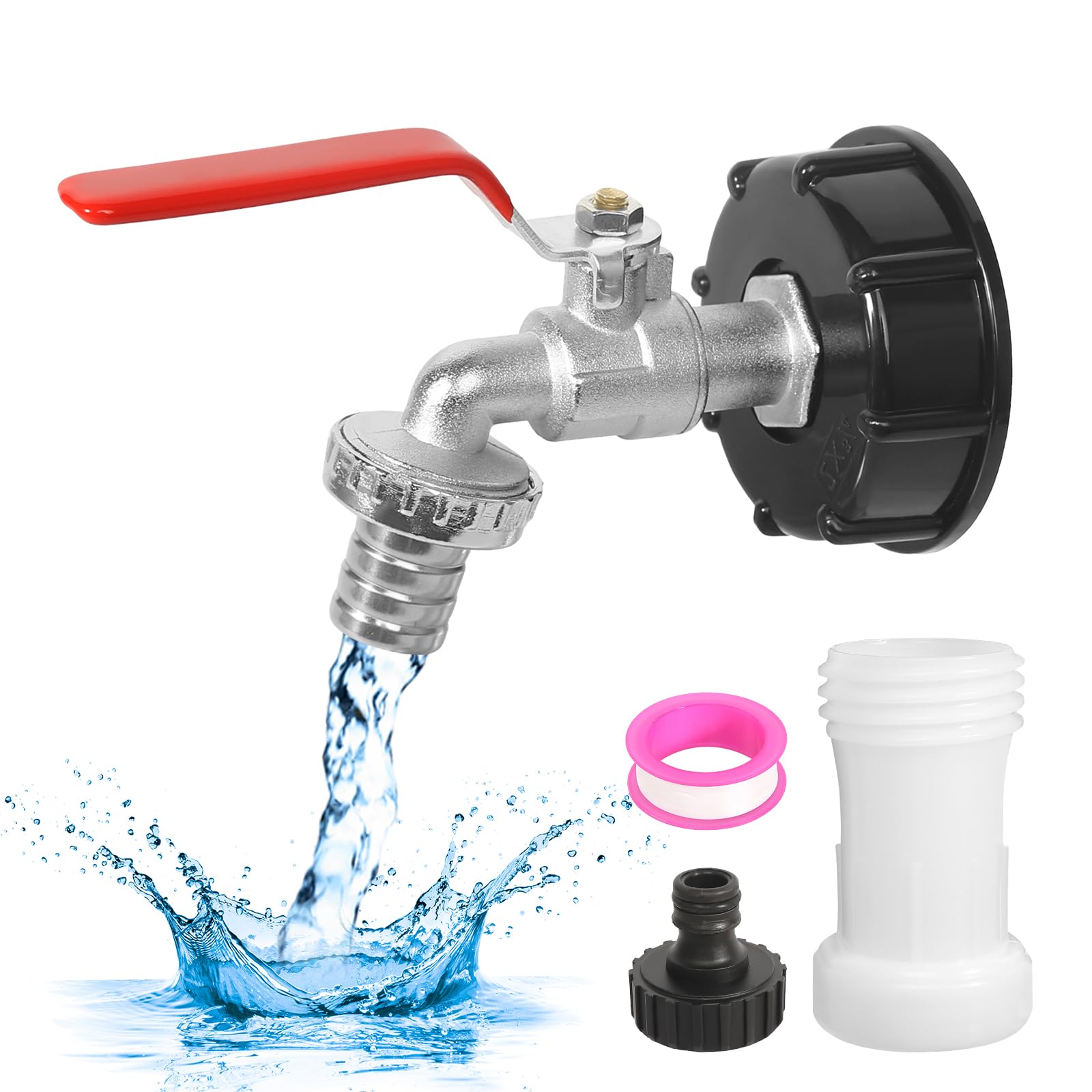 IBC, accessori per serbatoio IBC, rubinetto di scarico da 1000 l, accessori per serbatoio dell'acqua, rubinetto, rubinetto IBC da 3/4 pollici, accessori con adattatore IBC per serbatoio dell'acqua