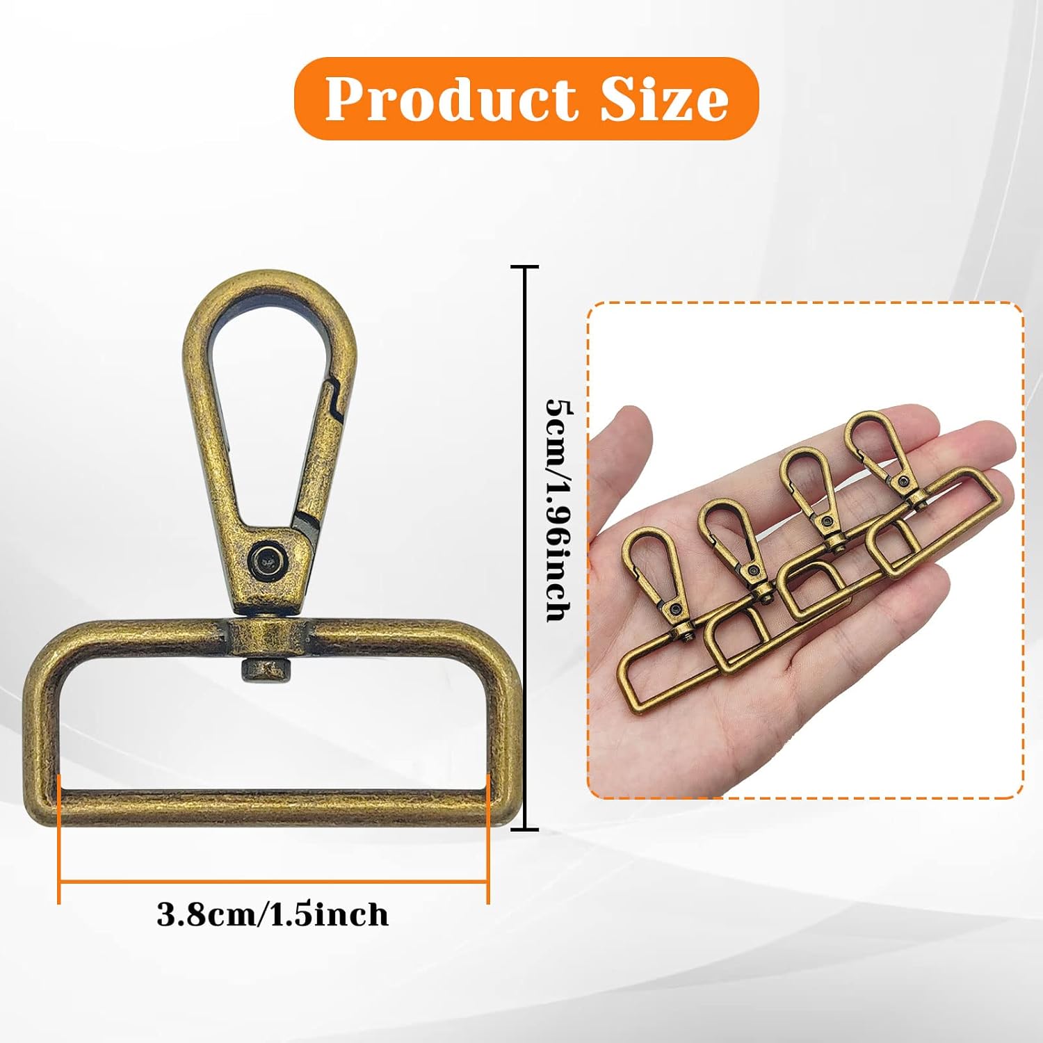 12pcs 1-1/2" Inside Diameter D Ring Lobster Clasp Claw D Ring Swivel Lobster Clasp Lobster Lanyard Clasp Keychain Clips Hook for Swivel Snap Fashion Clips,Jewelry,DIY Crafts Supplies(Antique Bronze) - Image 2