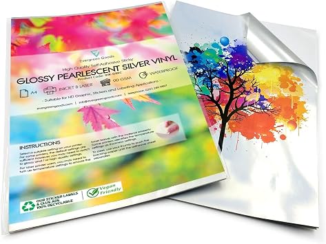 Evergreen Goods A4 Metallic Pearl Silver Self-Adhesive Vinyl | 10 Sheets