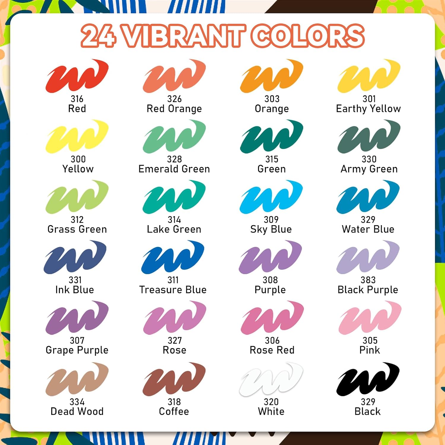 GOTIDEAL Acrylic Paint Markers,Acrylic Brush Markers Paint Pens, No Bleed Paint markers for Fabric,Wood,Rocks,Canvas Painting,Glass,Ceramic,Art Craft Supplies(24 Colors)
