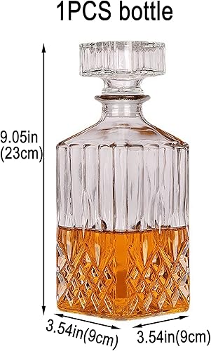 Miniatura 2 de decantador de whisky de 32.1 fl oz decantador de vidrio de whisky decantador de botella transparente vaso de whisky