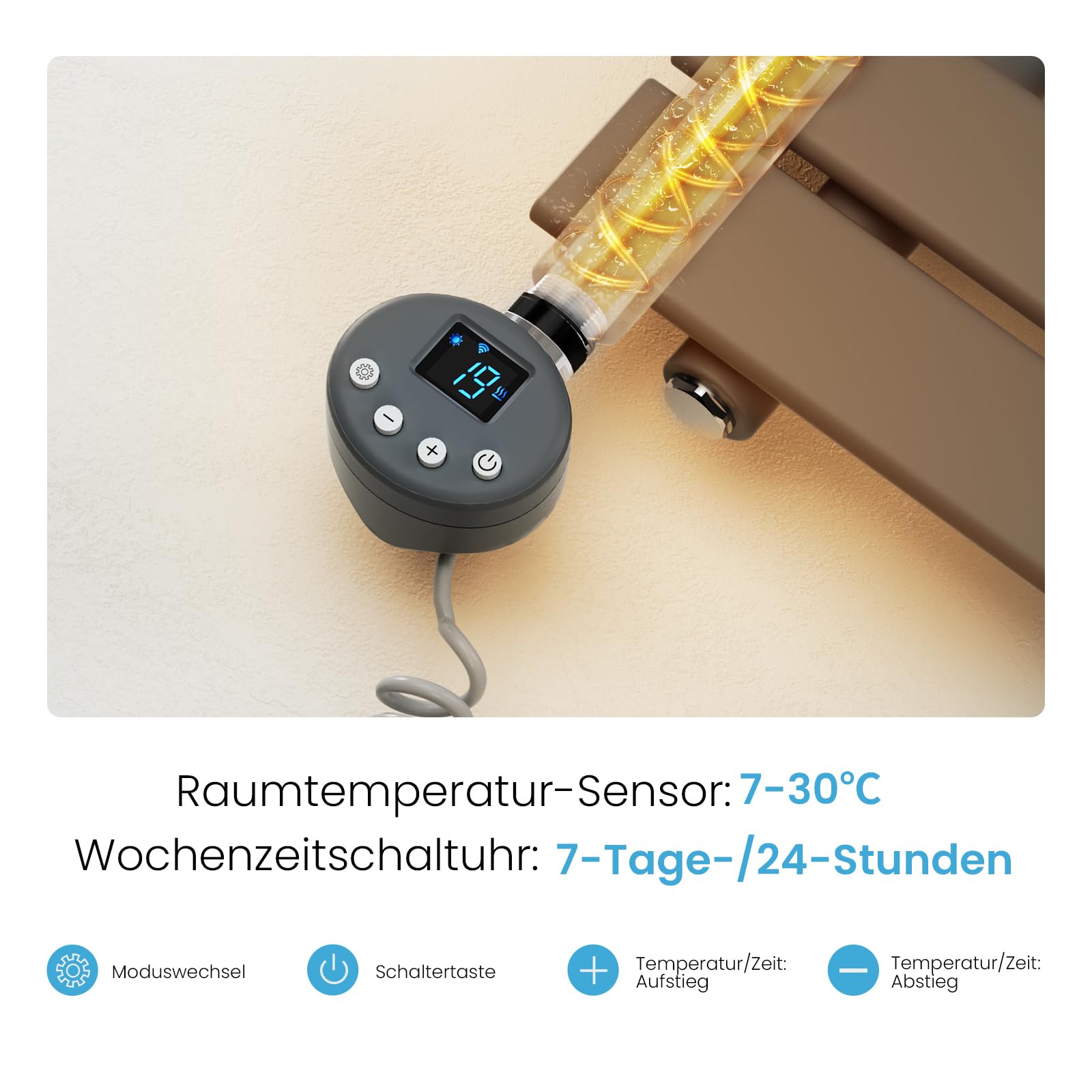 Heilmetz Badheizkörper Elektrisch WiFi 1176 x 400 mm,Flach Bad Heizkörper mit Digitalem Thermostat, Elektrischer Handtuchheizkörper Handtuchwärmer mit Timer für Badezimmer,600 Watt Anthrazit