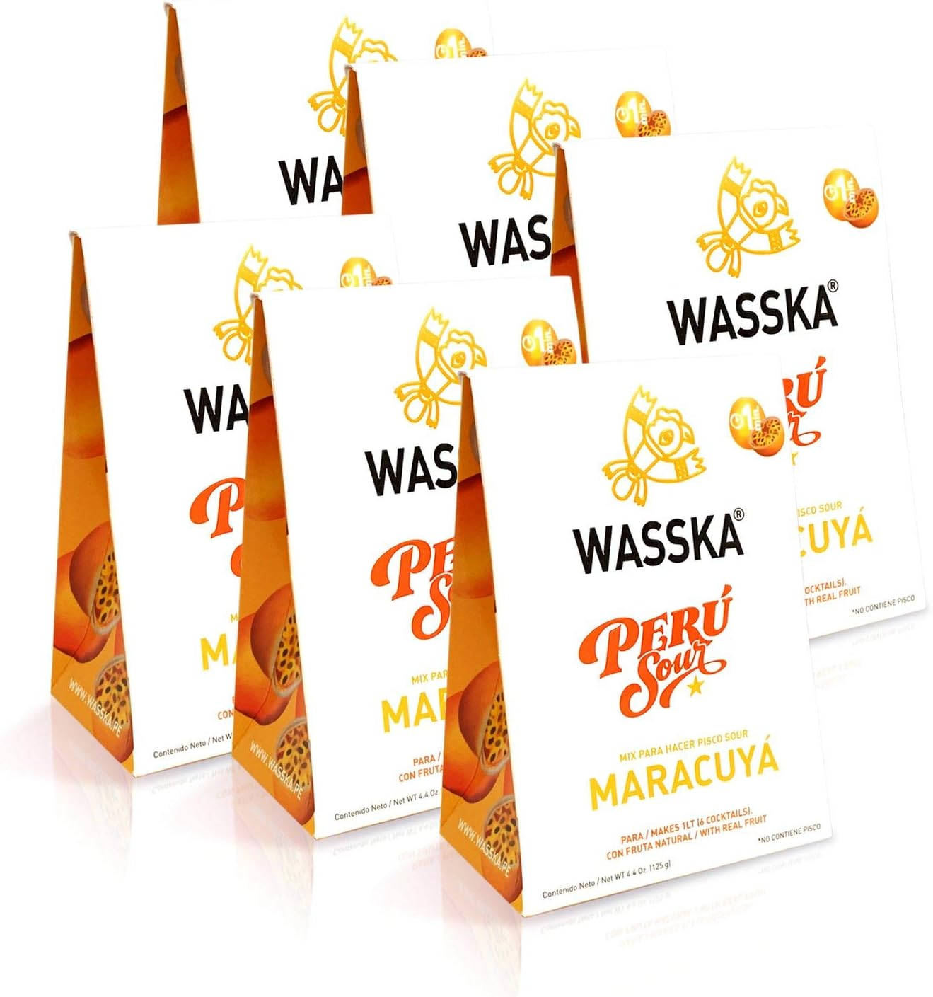 Wasska Peruvian Pisco Sour Mix - Maracuya (Passion Fuit) - 4.4 Oz (6-Pack)