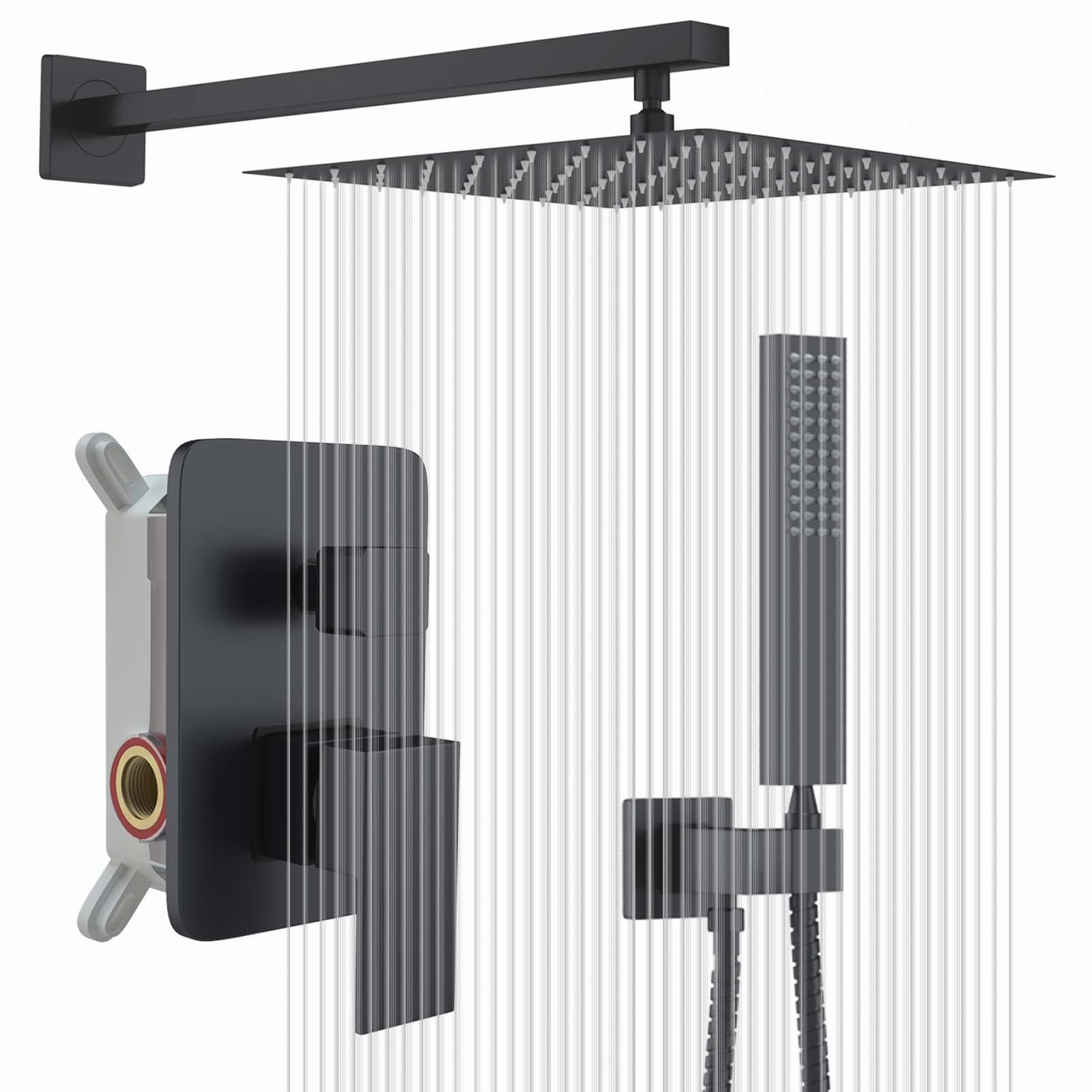 Buy Ackwave Shower System Matte Black Shower Faucet Set, 8 Inches Rain