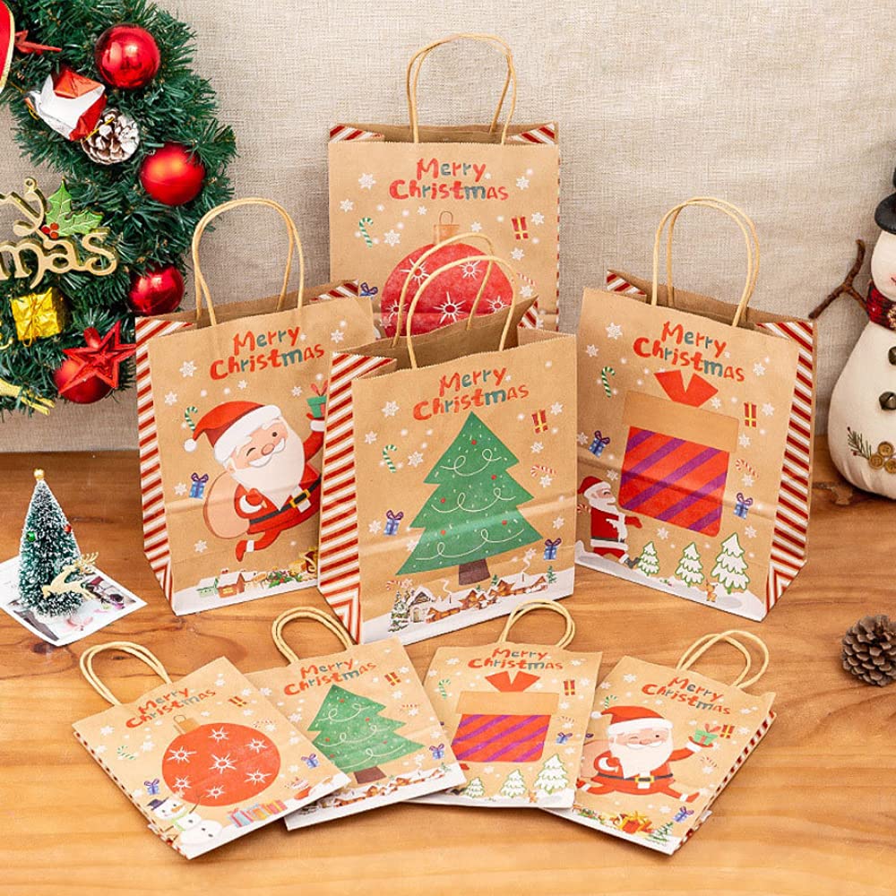 12 pezzi Sacchetti regalo di Natale in carta kraft, sacchetti regalo