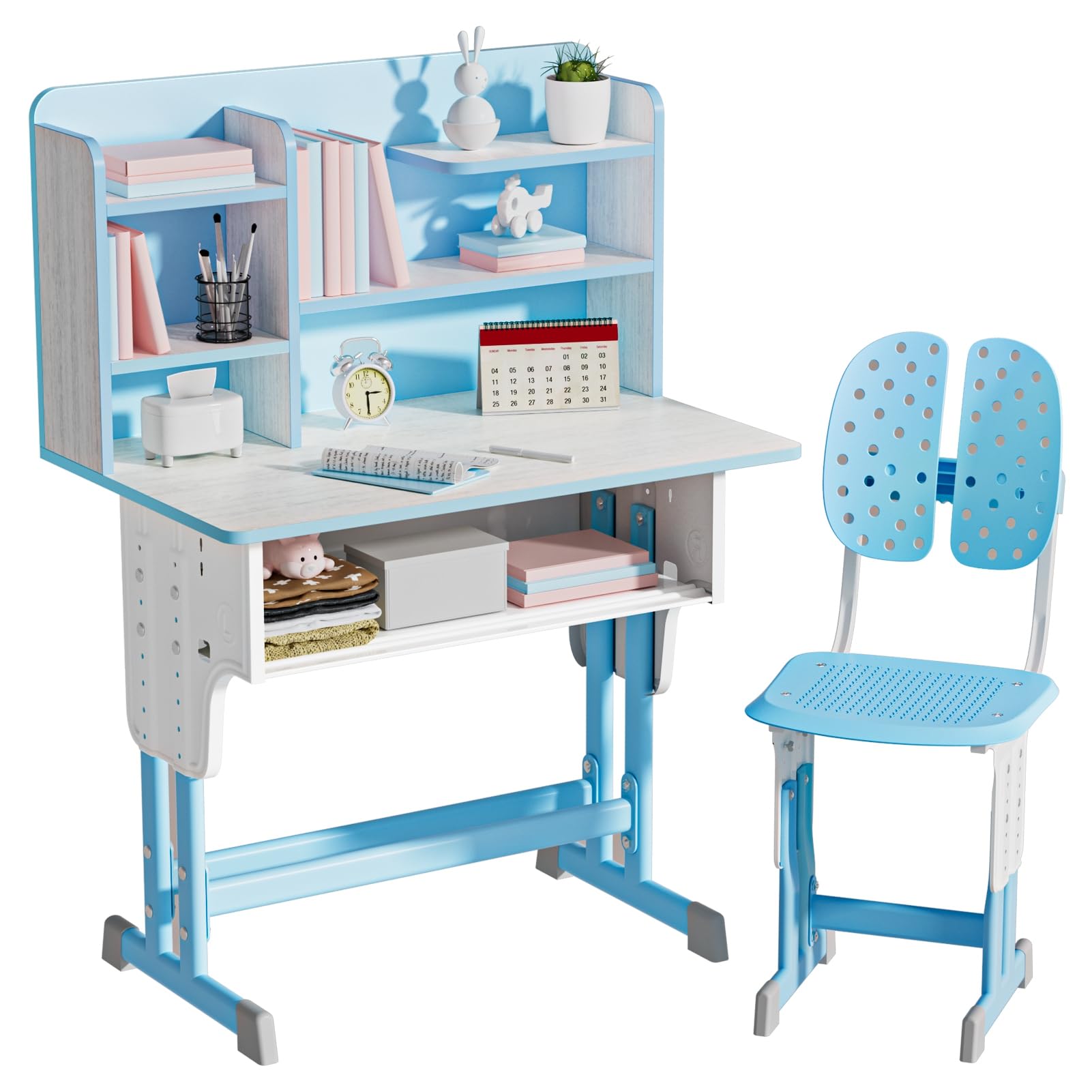 Maykoosh Vintage Variety Deluxe Student Desk with Shelves, No Tools Needed for Quick Assembly, Sturdy Stainless Steel, 60